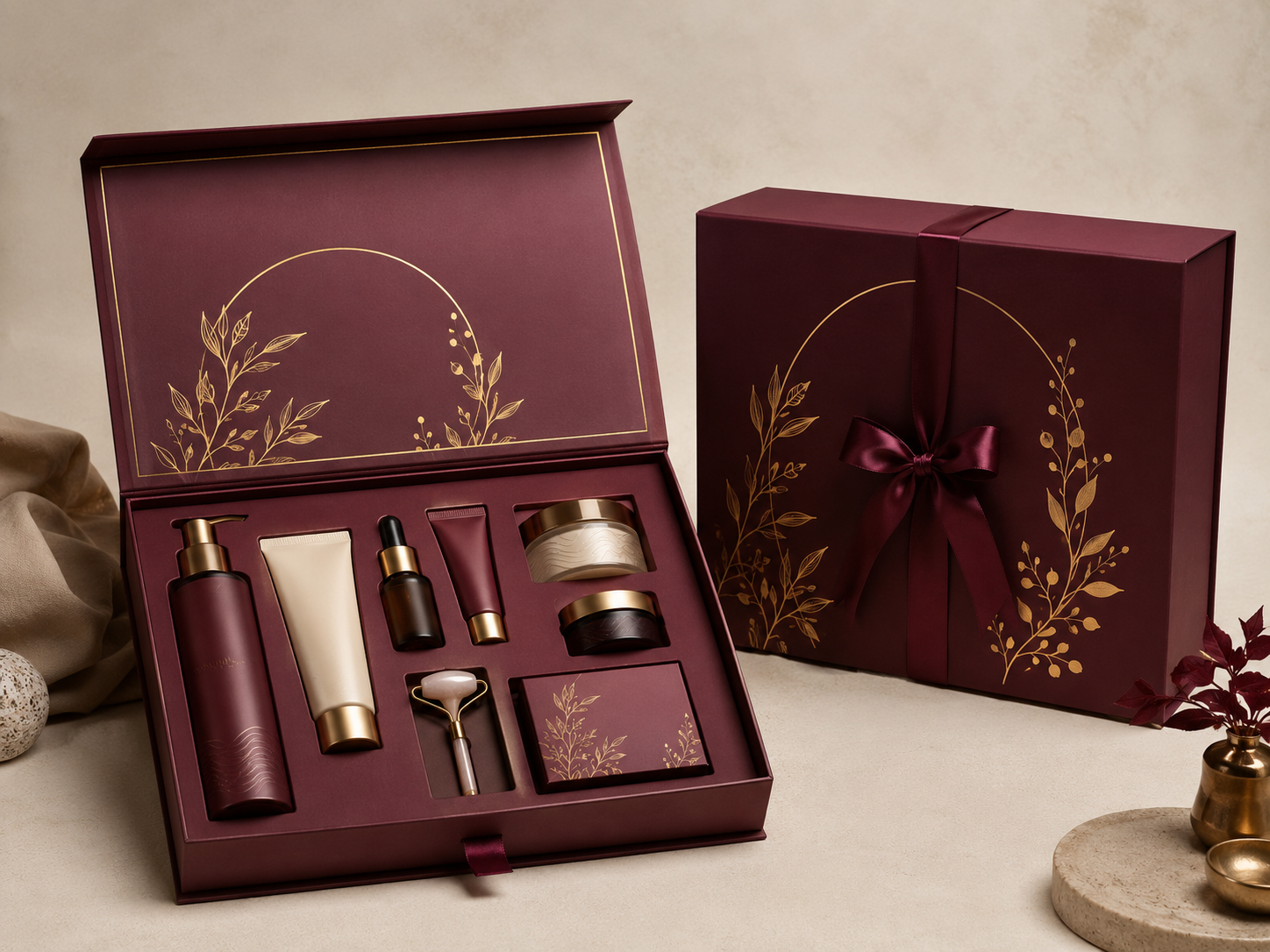 Large premium promotional gift set with multiple products secured in a fitted insert